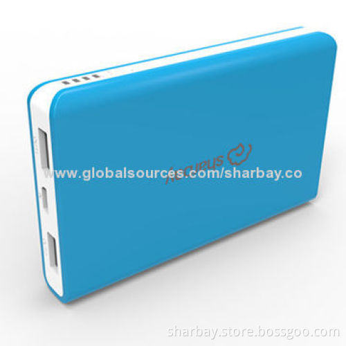 Dual USB Port Power Banks with 6,000mAh Capacity, 5V/1A and 5V/2.1A Output, 5V/1A Input, Ultra-thinNew